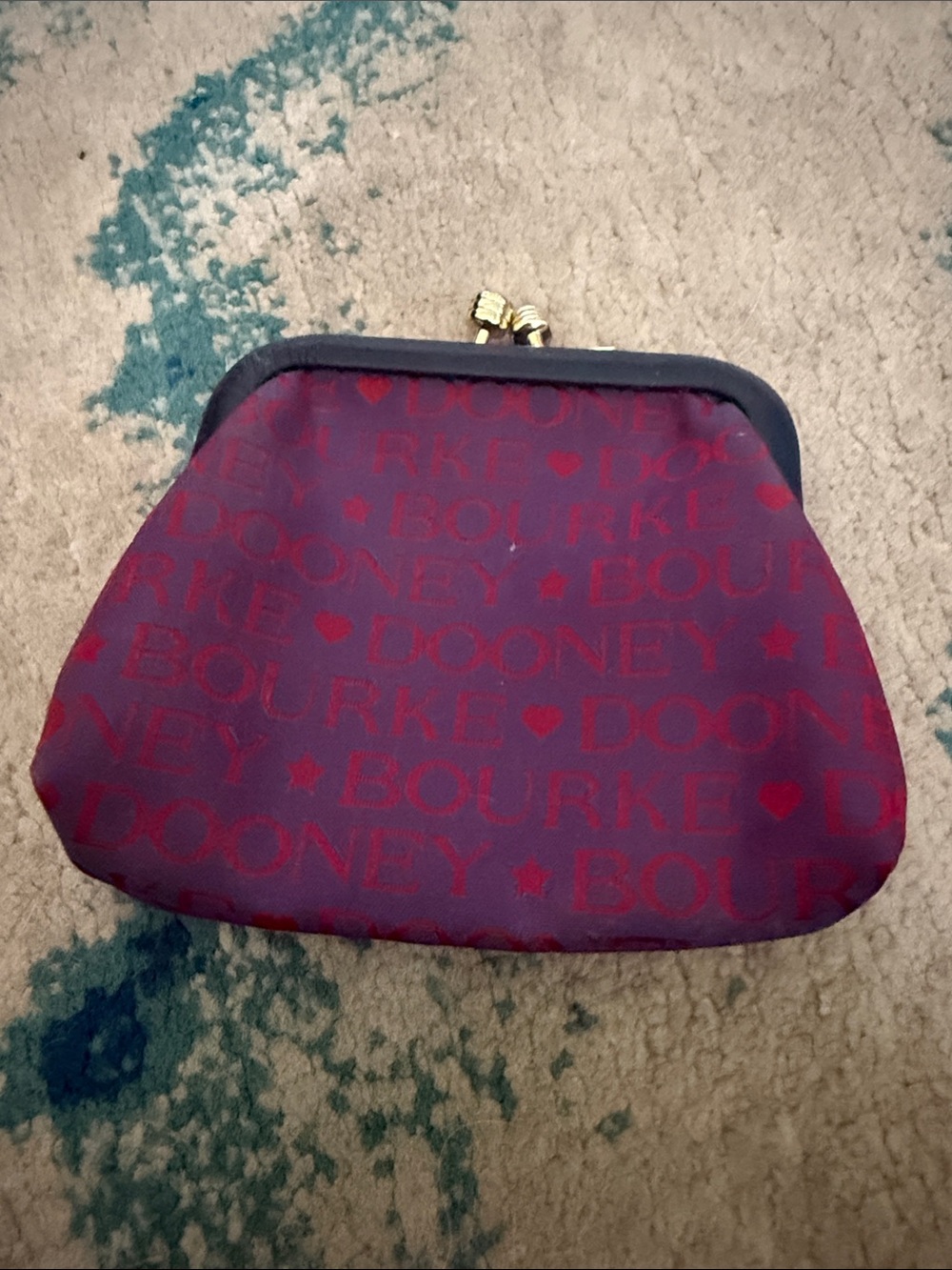 Dooney & Bourke Purple and Red Logo Kiss-Lock Coin Purse